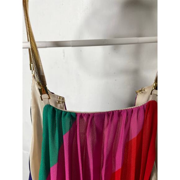 NEW Trina Turk Plume Striped Pleated Maxi Halter Dress Size Medium - Picture 9 of 9